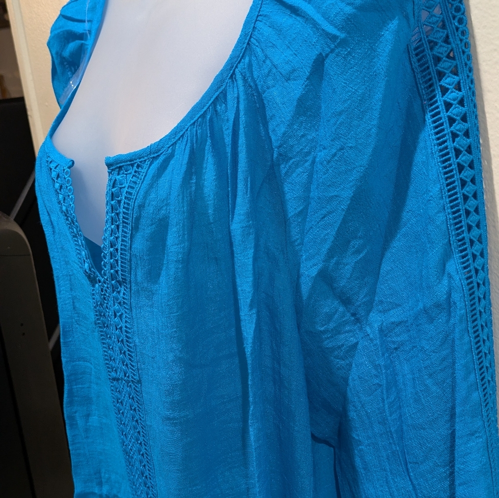 I.N. Studio Teal Textured Blouse Size Xl - Picture 5 of 8